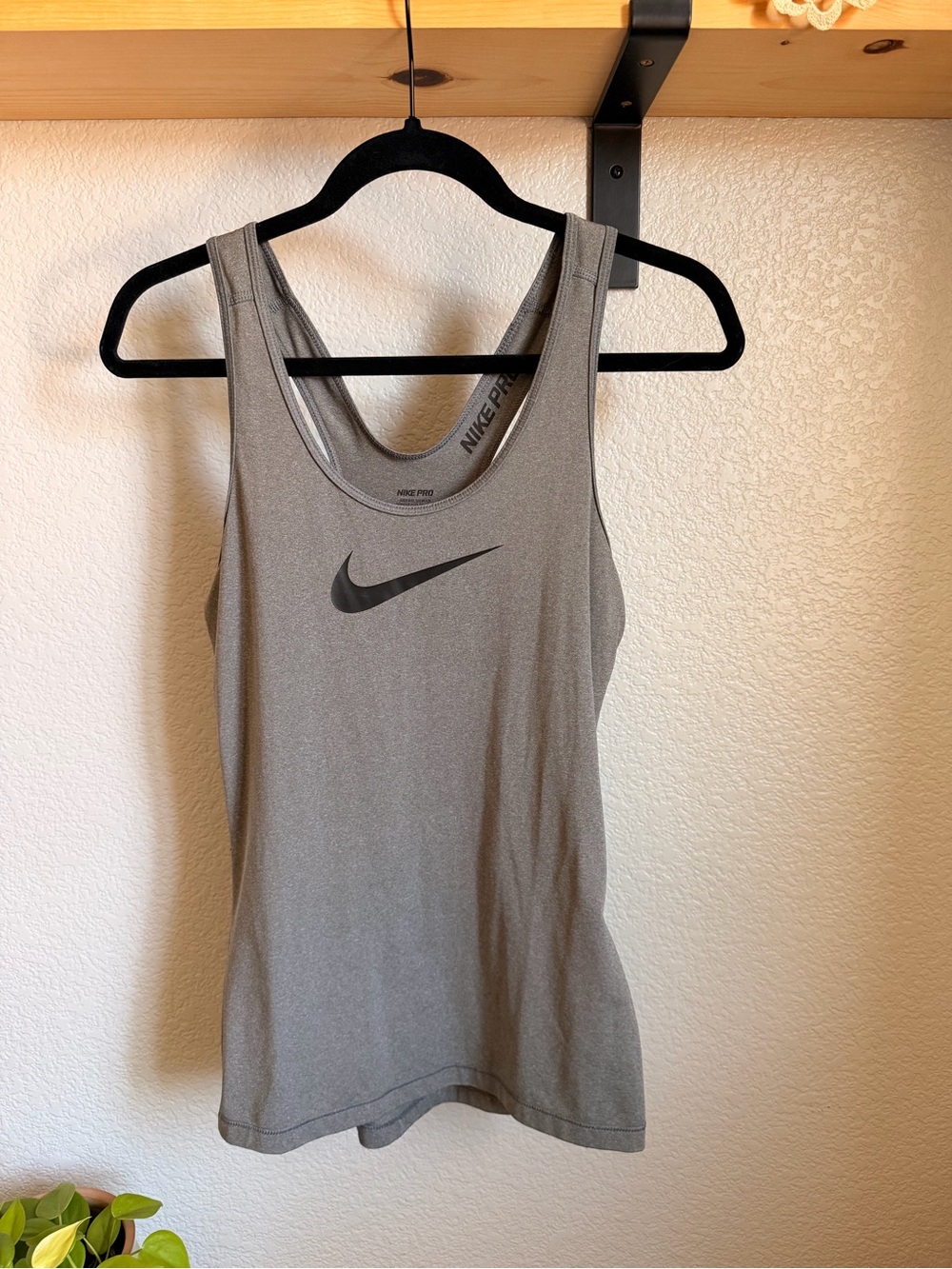Nike Pro -  Women’s Gray Athletic Tank Top with Black Swoosh